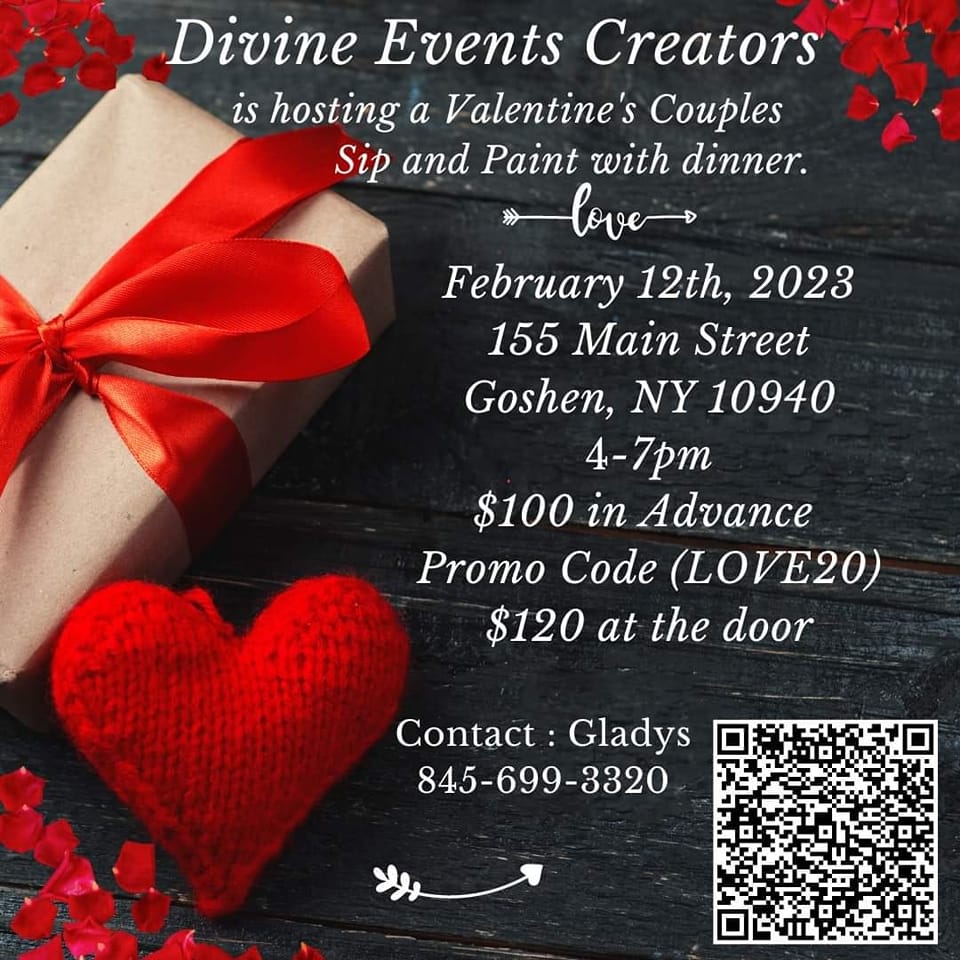 Valentine's Couples Sip & Paint w/ Dinner @ Divine Events Creators