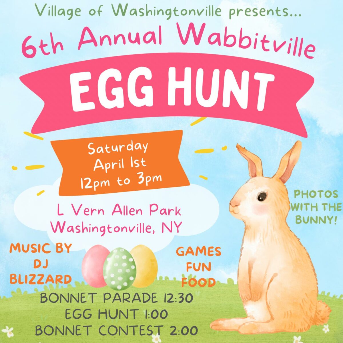 Wabbitville Egg Hunt & Bonnet Parade in Washingtonville